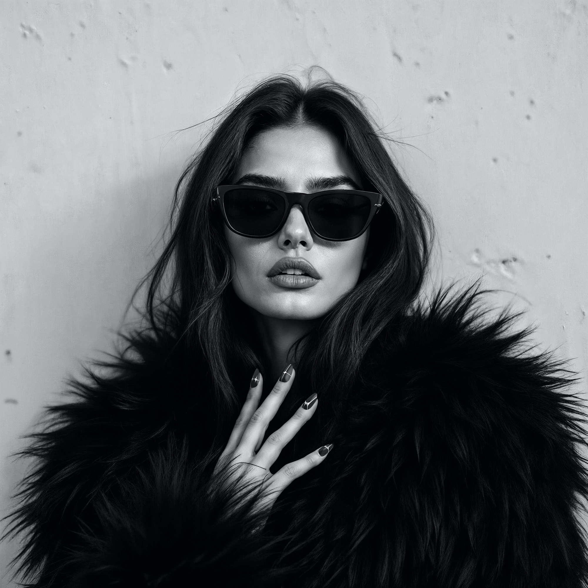 woman wearing glasses and showing nails